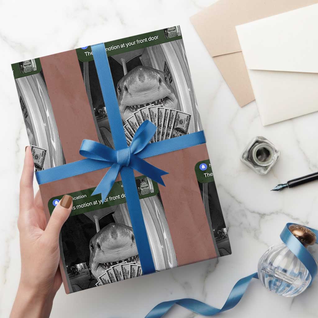 There is Motion at Your Front Door Funny Shark Motion Meme Wrapping Paper Roll