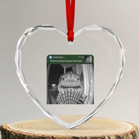 There is Motion at Your Front Door Funny Shark Motion Meme Heart Crystal Glass Ornament