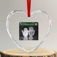 There is Motion at Your Front Door Heart Crystal Glass Ornament Funny Golden Retriever Dog And Lion Motion Meme - Wonder Print Shop