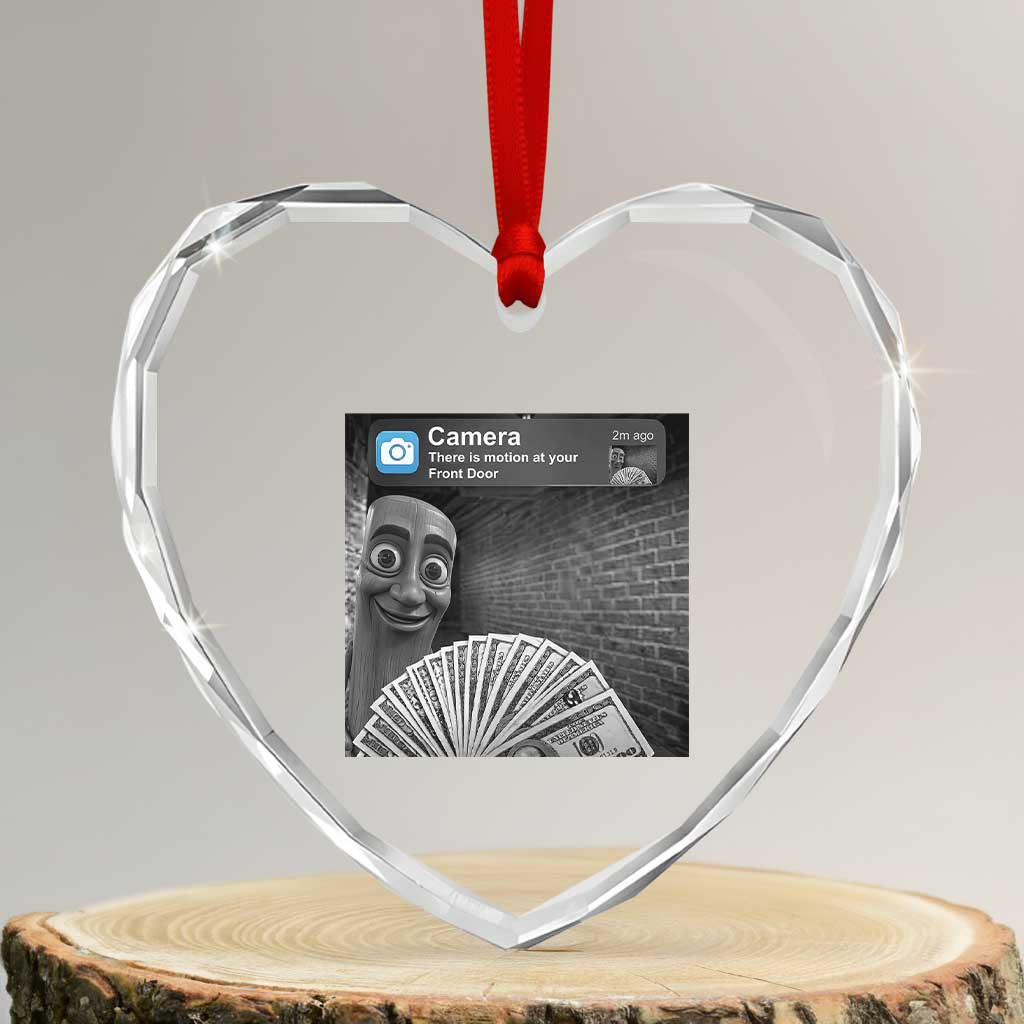 There is Motion at Your Front Door Heart Crystal Glass Ornament Tung Tung Tung Sahur Italian Brainrot Meme