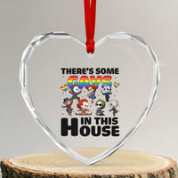 There's Some Gays in This House Heart Crystal Glass Ornament Funny LGBTQ+ Horror Character Pride Mashup - Wonder Print Shop