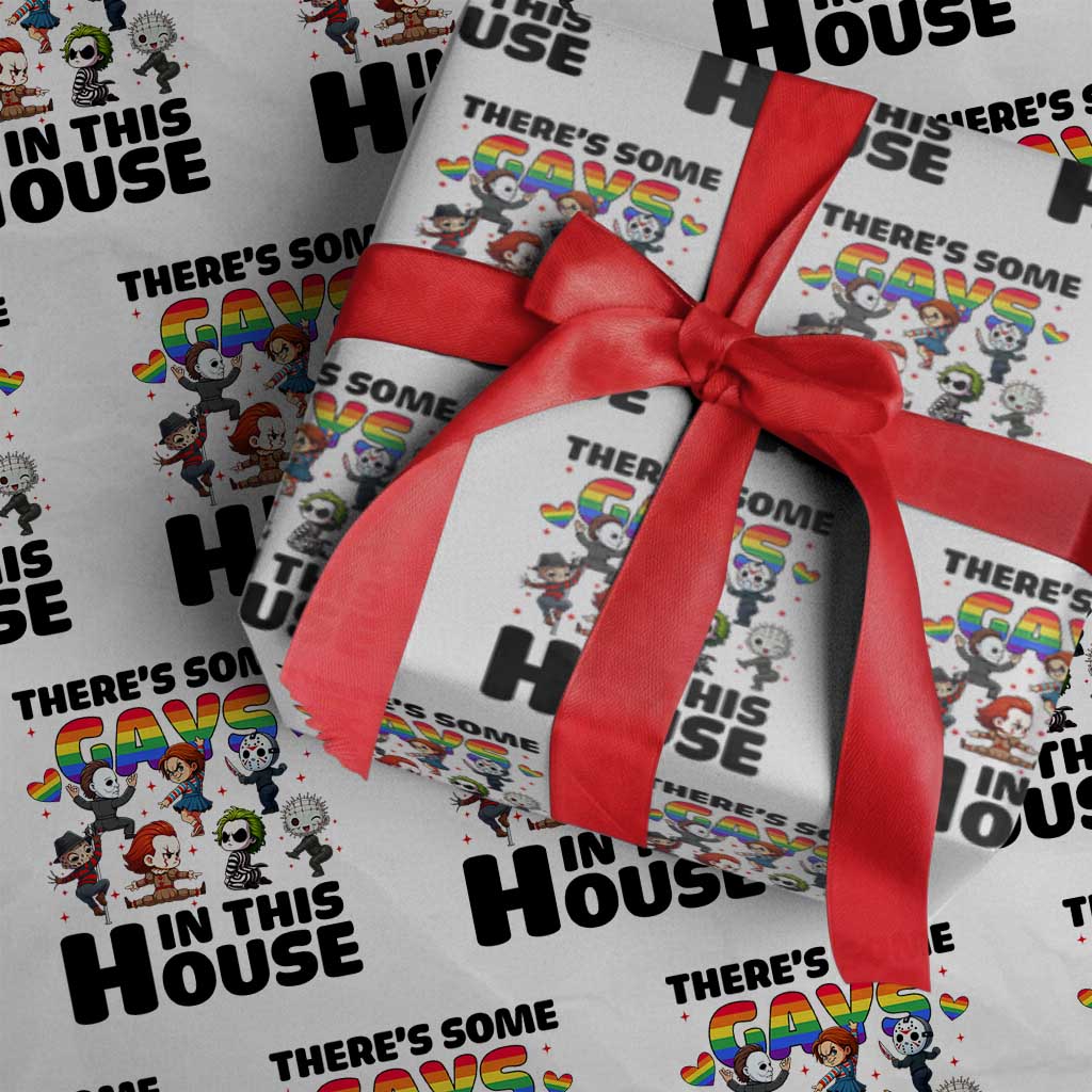 There's Some Gays in This House Wrapping Paper Roll Funny LGBTQ+ Horror Character Pride Mashup - Wonder Print Shop