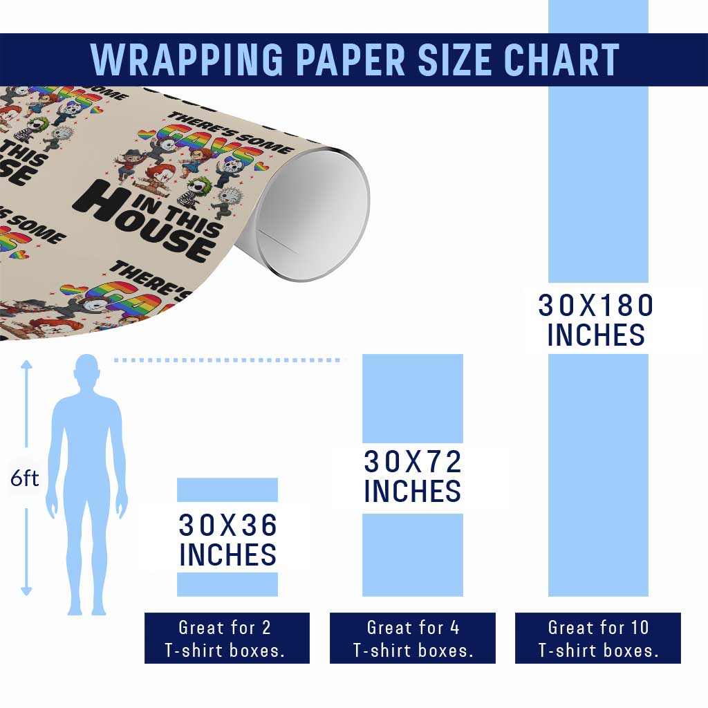 There's Some Gays in This House Wrapping Paper Roll Funny LGBTQ+ Horror Character Pride Mashup - Wonder Print Shop