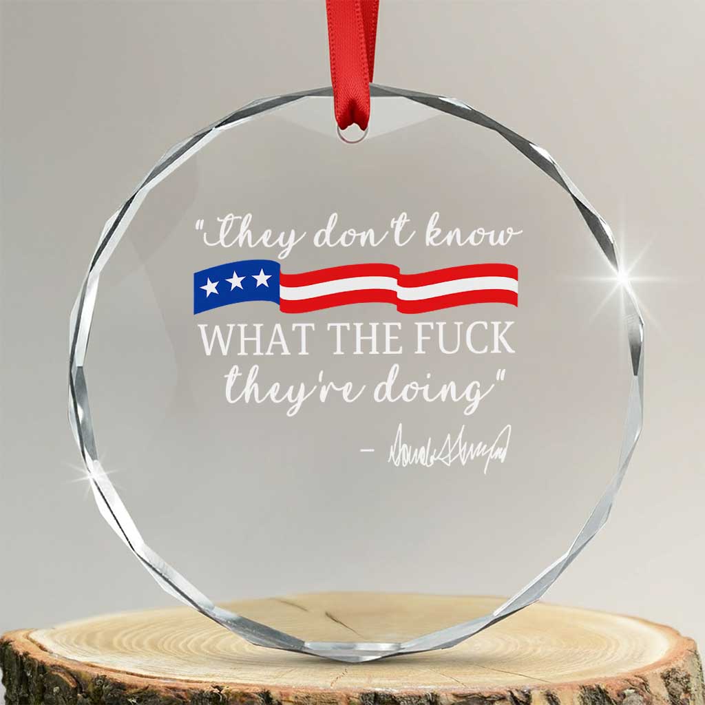 They Dont Know WTF They Are Doing Crystal Glass Ornament Red White Blue - Wonder Print Shop