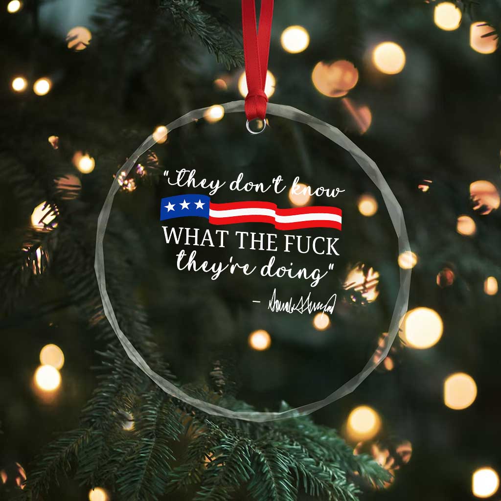 They Dont Know WTF They Are Doing Crystal Glass Ornament Red White Blue - Wonder Print Shop