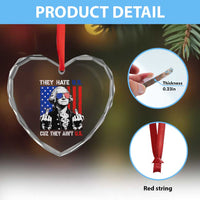 They Hate US Cuz They Ain't US Heart Crystal Glass Ornament George Washington 4th of July