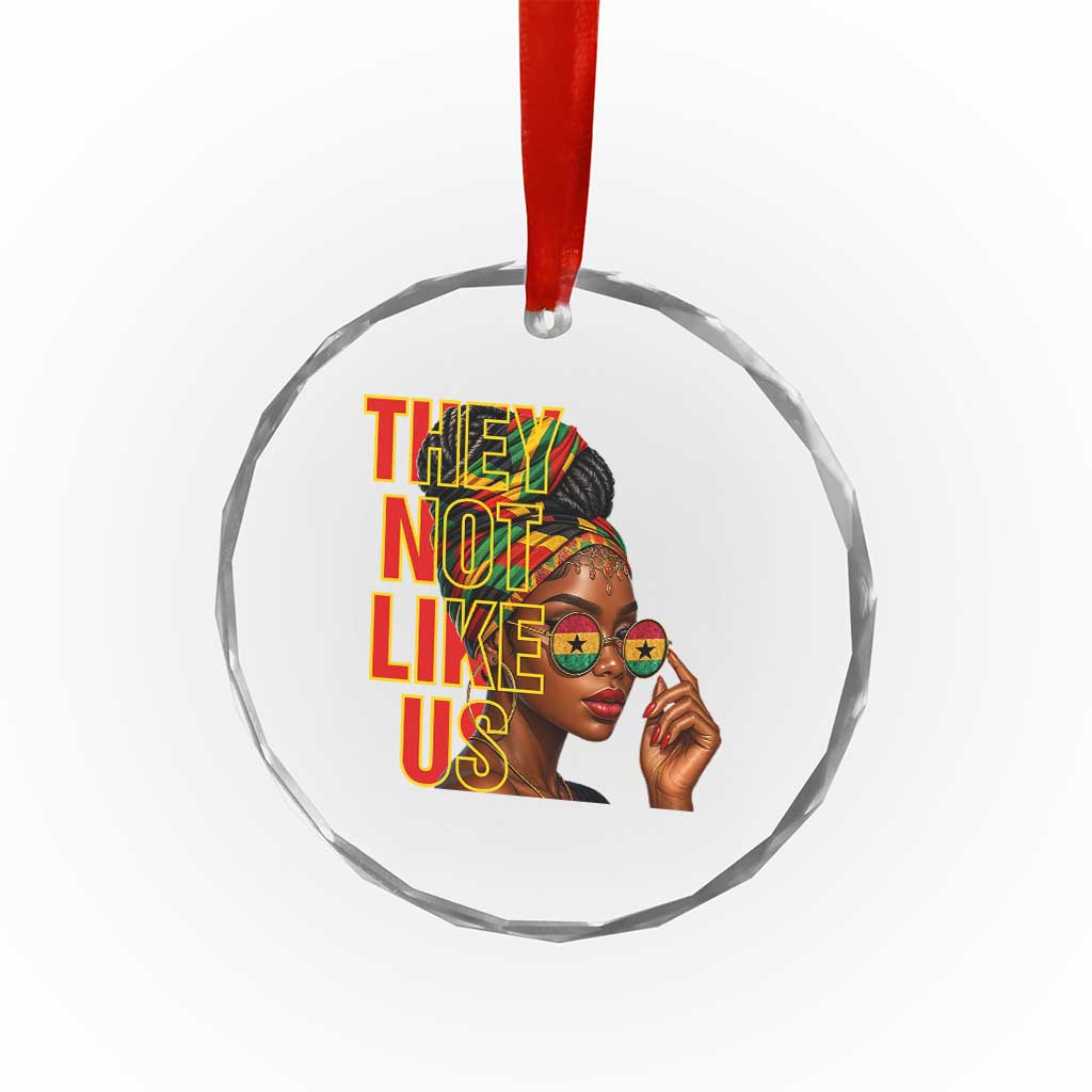 They Not Like Us Afro Queen Crystal Glass Ornament Melanin Magic Woman witth Headwrap and Sunglasses - Wonder Print Shop