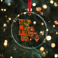 They Not Like Us Afro Queen Crystal Glass Ornament Melanin Magic Woman witth Headwrap and Sunglasses - Wonder Print Shop