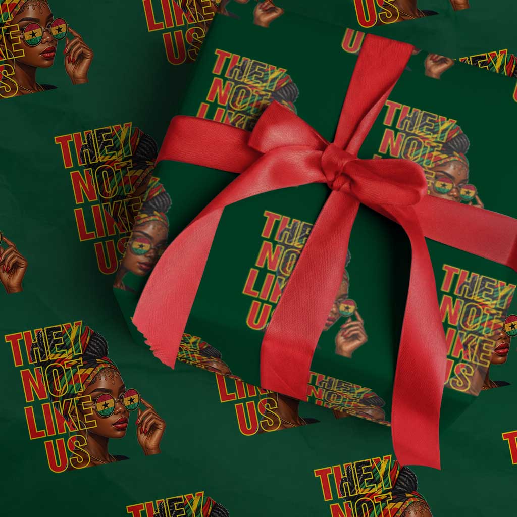 They Not Like Us Afro Queen Wrapping Paper Roll Melanin Magic Woman witth Headwrap and Sunglasses - Wonder Print Shop