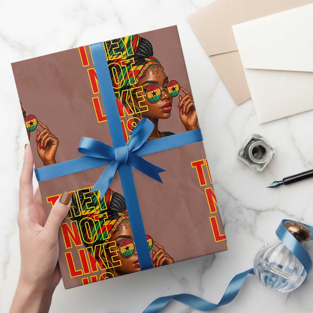 They Not Like Us Afro Queen Wrapping Paper Roll Melanin Magic Woman witth Headwrap and Sunglasses - Wonder Print Shop