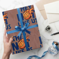 They Not Like Us Basketball Wrapping Paper Roll Fierce Flame Ball Graphic for Hooops Fans