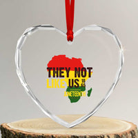They Not Like Us Juneteenth 1865 Heart Crystal Glass Ornament Afrocentric Africa Map Black Pride - Wonder Print Shop