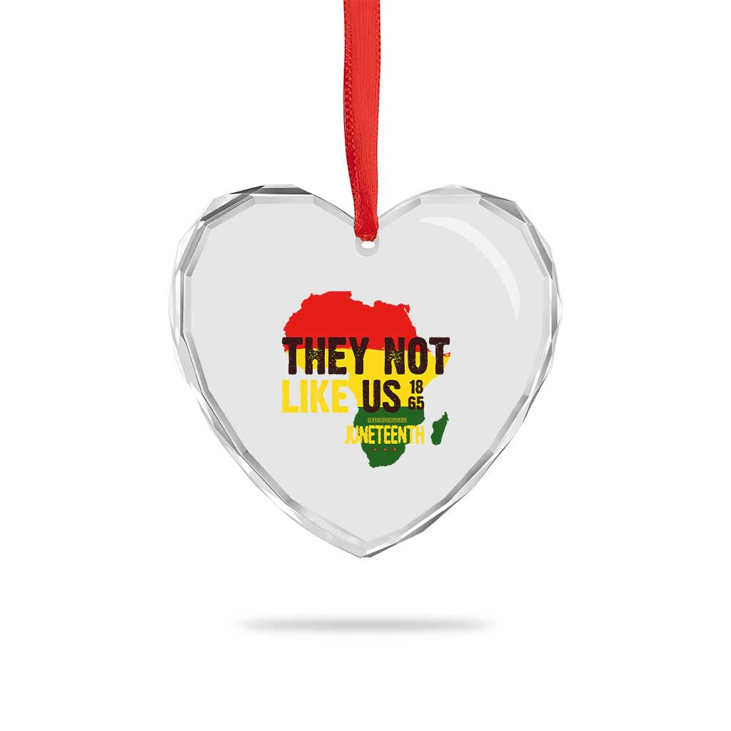 They Not Like Us Juneteenth 1865 Heart Crystal Glass Ornament Afrocentric Africa Map Black Pride - Wonder Print Shop