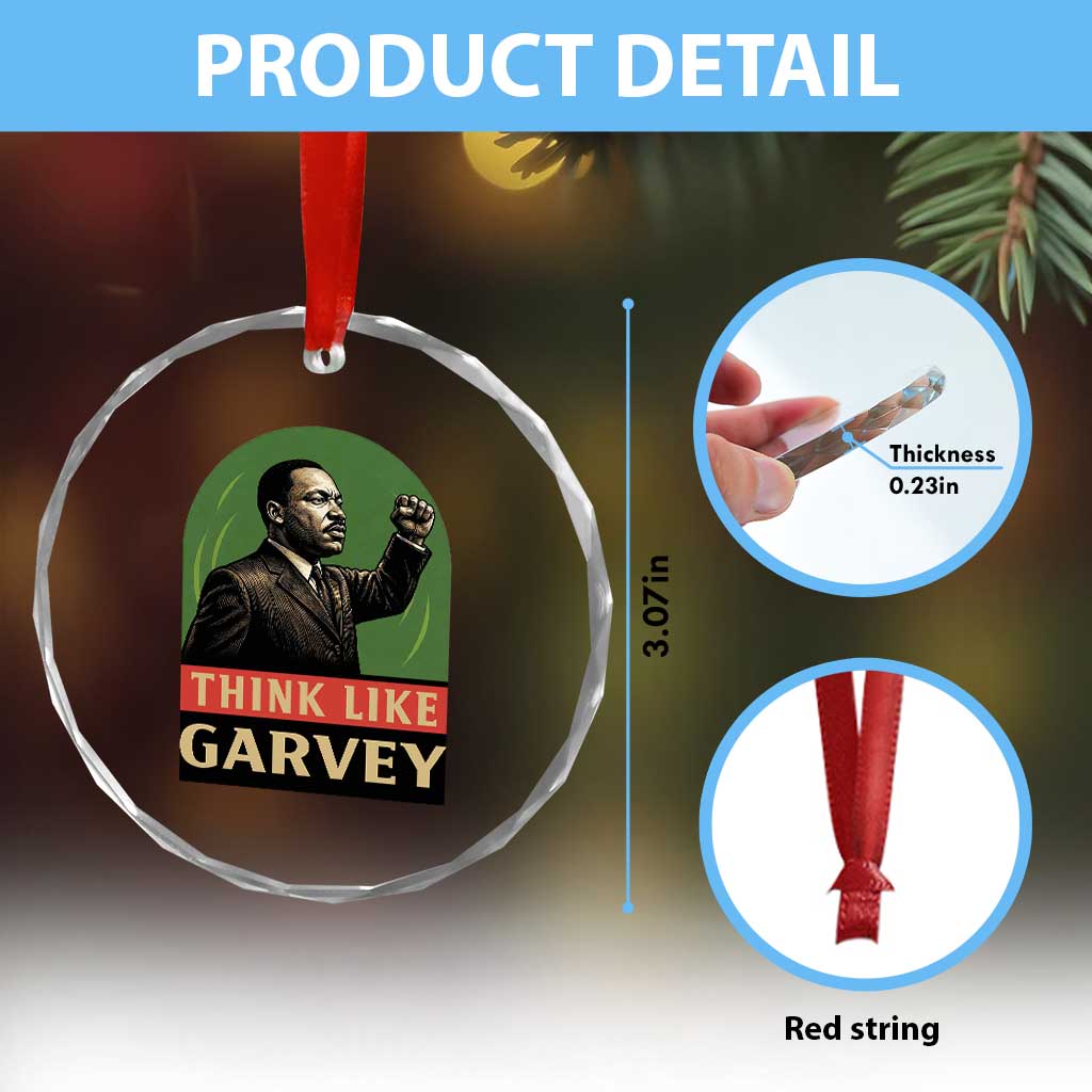 Think Like Garvey Crystal Glass Ornament Civil Rights Leader Gift