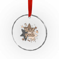 Third Grade Leopard Checkered Star Coquette Crystal Glass Ornament Cute 3rd Grade Girl Back to School Gift