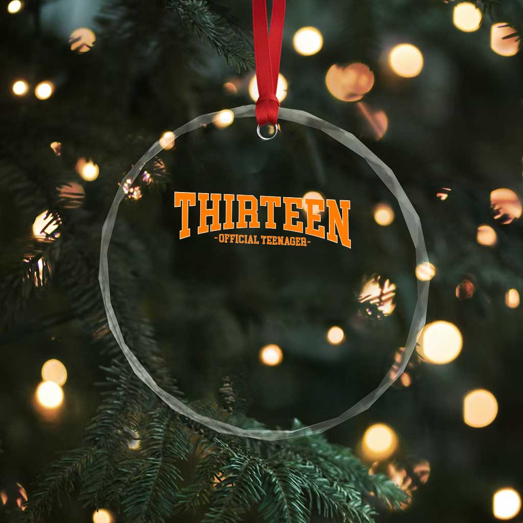 Thirteen Official Teenager Crystal Glass Ornament Vintage Retro Varsity 13th Birthday Gift Teen Girl