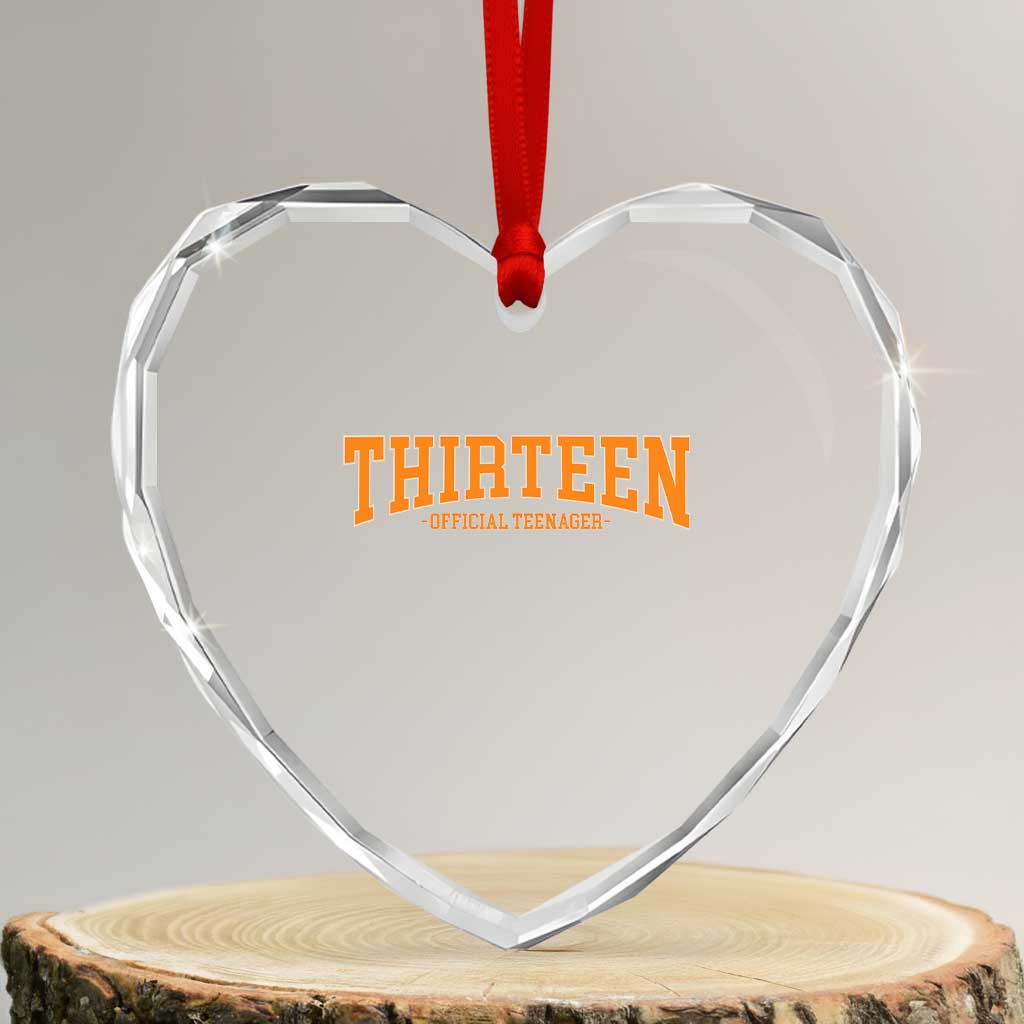 Thirteen Official Teenager Heart Crystal Glass Ornament Vintage Retro Varsity 13th Birthday Gift Teen Girl