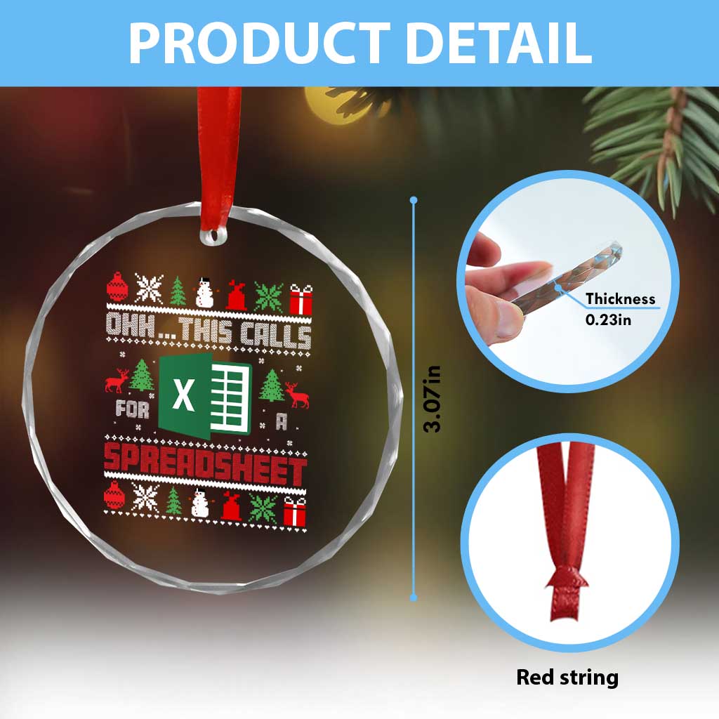 This Calls for a Spreadsheet Christmas Crystal Glass Ornament Funny Excel Xmas Gift for Data Nerds Accountants - Wonder Print Shop