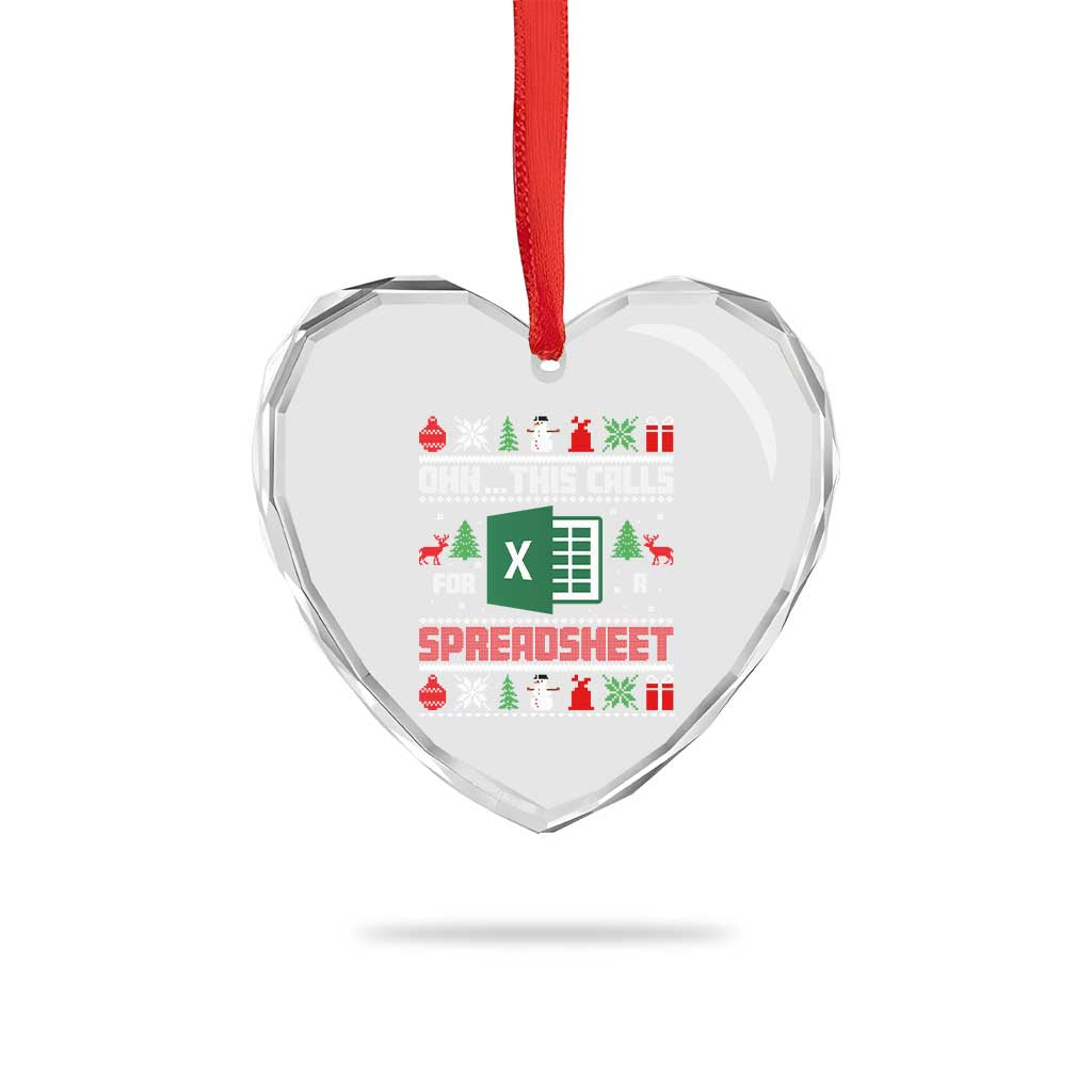 This Calls for a Spreadsheet Christmas Heart Crystal Glass Ornament Funny Excel Xmas Gift for Data Nerds Accountants - Wonder Print Shop