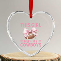 This Girl Loves Her Cowboys Heart Crystal Glass Ornament Pink Bow Football Fan Gift - Wonder Print Shop