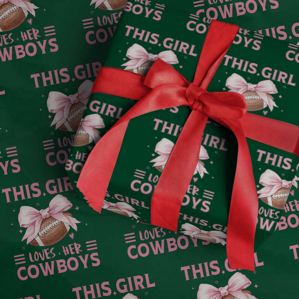 This Girl Loves Her Cowboys Wrapping Paper Roll Pink Bow Football Fan Gift - Wonder Print Shop
