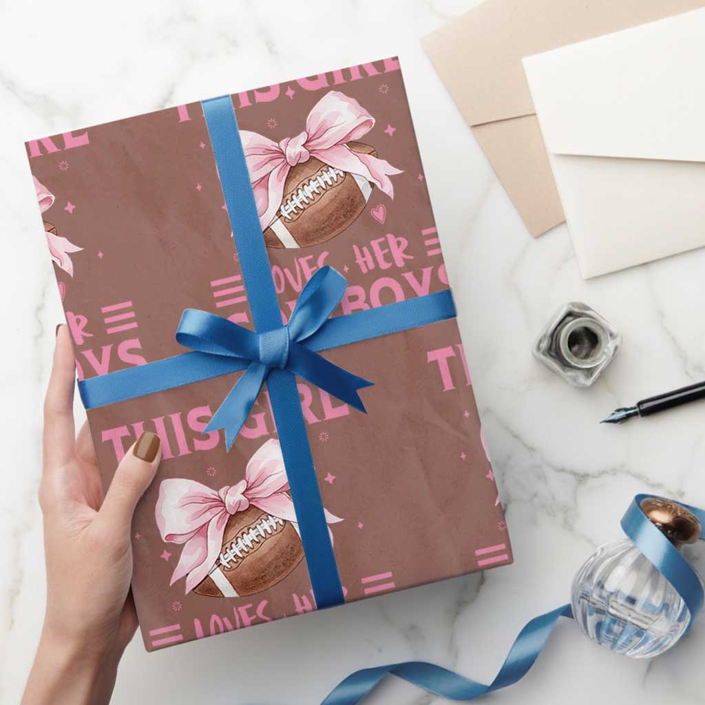 This Girl Loves Her Cowboys Wrapping Paper Roll Pink Bow Football Fan Gift - Wonder Print Shop