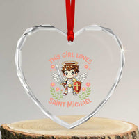 This Girl Loves Saint Michael Heart Crystal Glass Ornament Catholic Faith Gift