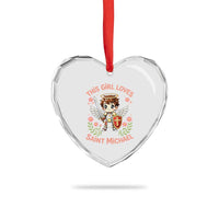 This Girl Loves Saint Michael Heart Crystal Glass Ornament Catholic Faith Gift