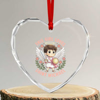 This Girl Loves Saint Michael Heart Crystal Glass Ornament Religious Faith Gift