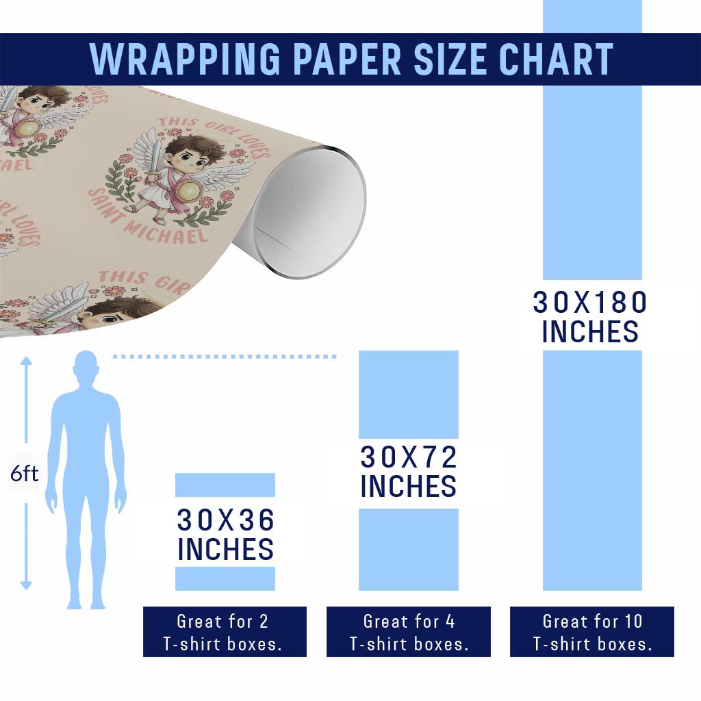 This Girl Loves Saint Michael Wrapping Paper Roll Religious Faith Gift