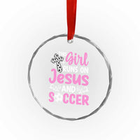 This Girl Runs On Jesus And Soccer Crystal Glass Ornament Christian Soccer Mom