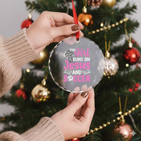 This Girl Runs On Jesus And Soccer Crystal Glass Ornament Christian Soccer Mom
