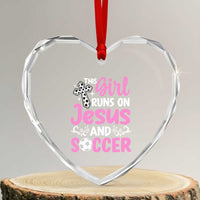 This Girl Runs On Jesus And Soccer Heart Crystal Glass Ornament Christian Soccer Mom