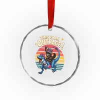 This Is An Outrage Cat Riding Dinosaur Crystal Glass Ornament Sci-Fi Book Lover Gift