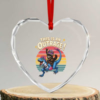 This Is An Outrage Cat Riding Dinosaur Heart Crystal Glass Ornament Sci-Fi Book Lover Gift