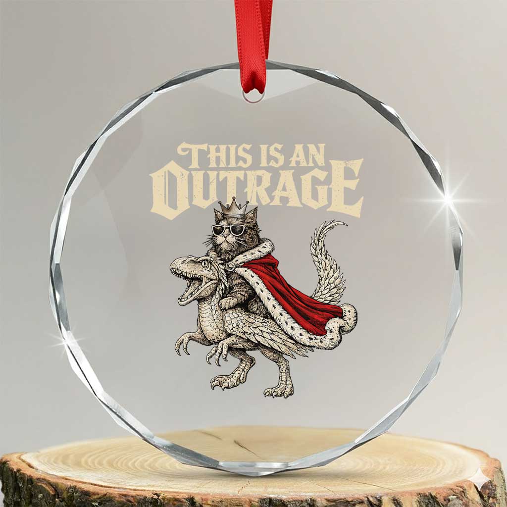 This Is an Outrage Royal Cat Crystal Glass Ornament Funny Princess Cat Riding Dragon Fantasy