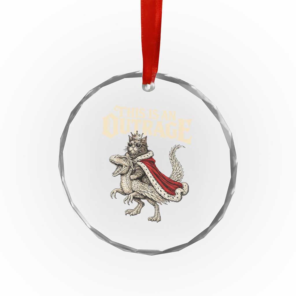 This Is an Outrage Royal Cat Crystal Glass Ornament Funny Princess Cat Riding Dragon Fantasy