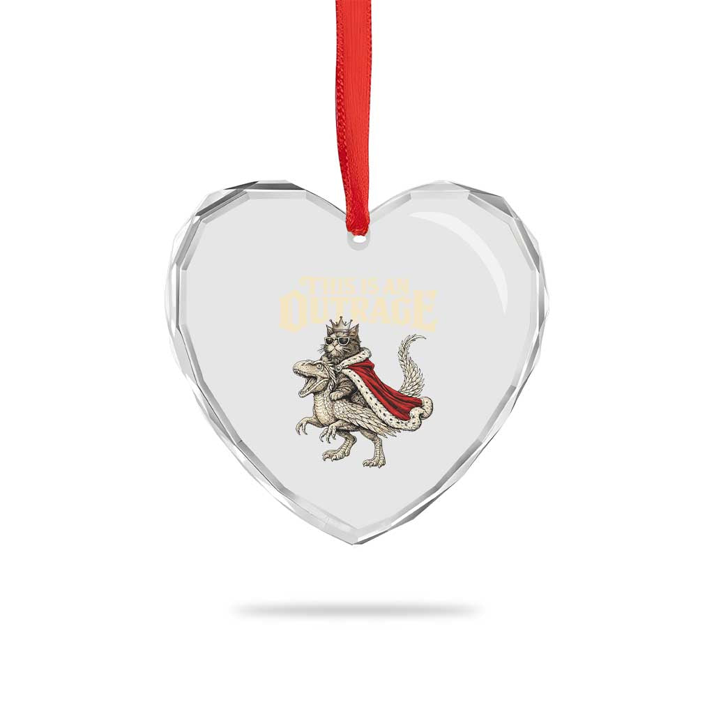 This Is an Outrage Royal Cat Heart Crystal Glass Ornament Funny Princess Cat Riding Dragon Fantasy