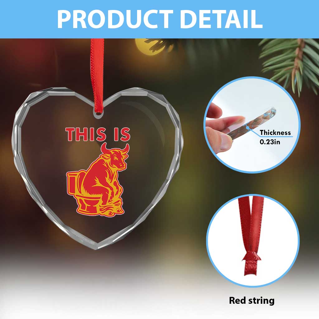This Is Bull Shit Heart Crystal Glass Ornament Bullshit Sarcastic Embarrassing Gag Gifts - Wonder Print Shop