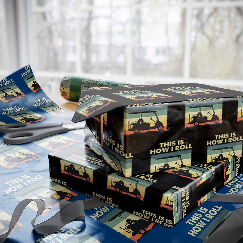 This Is How I Roll Golf Cart Retro 70s 80s Wrapping Paper Roll Vintage Golfing Lover Golfer Country Club Lifestyle