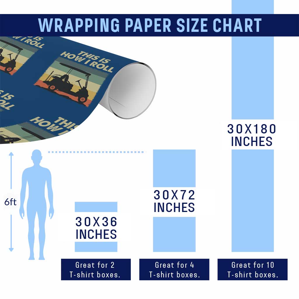 This Is How I Roll Golf Cart Retro 70s 80s Wrapping Paper Roll Vintage Golfing Lover Golfer Country Club Lifestyle