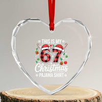 This Is My 67 Christmas Pajama Heart Crystal Glass Ornament Six Seven Meme Xmas - Wonder Print Shop