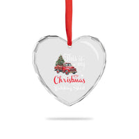 This Is My Christmas Movie Watching Heart Crystal Glass Ornament Vintage Red Truck - Wonder Print Shop