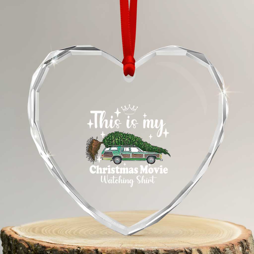 This Is My Christmas Movie Watching Heart Crystal Glass Ornament Vintage Xmas Tree Car - Wonder Print Shop