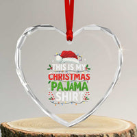 This Is My Christmas Pajama Heart Crystal Glass Ornament Funny Xmas PJs - Wonder Print Shop