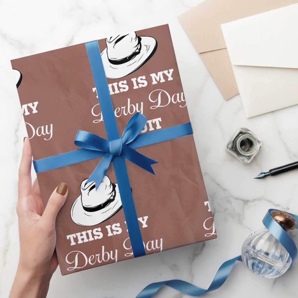 This Is My Derby Day Suit Fedora Hat Graphic Wrapping Paper Roll Funny Sarcastic Horse Racing Fan Part