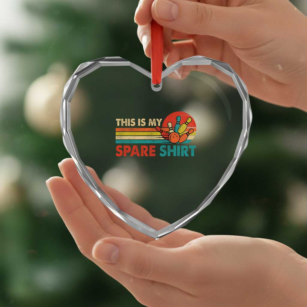 This Is My Spare Bowling Heart Crystal Glass Ornament Bowler Funny Team