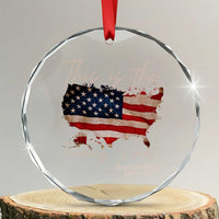 This Is The Turning Point Crystal Glass Ornament Patriotic American Map Vintage USA Flag TS11