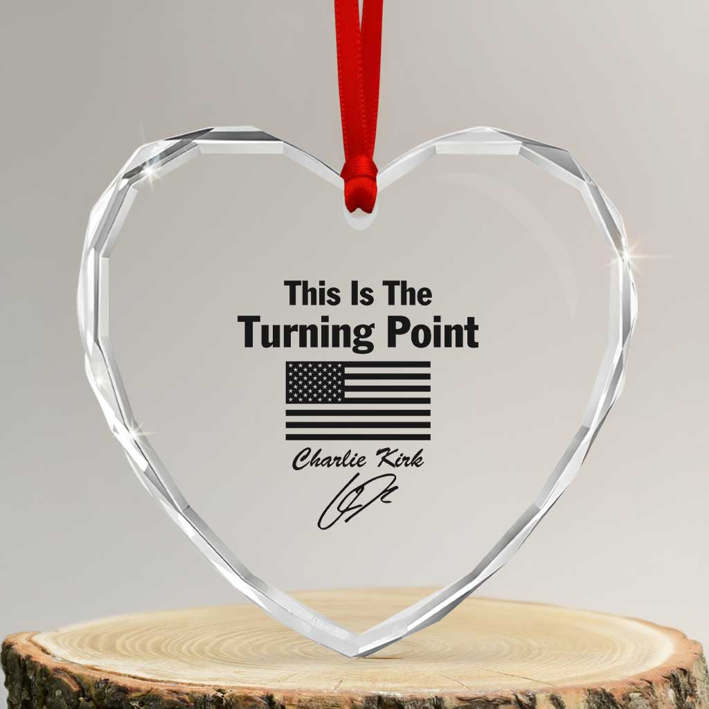 This is The Turning Point Heart Crystal Glass Ornament American Flag A True Patriot Statement - Wonder Print Shop