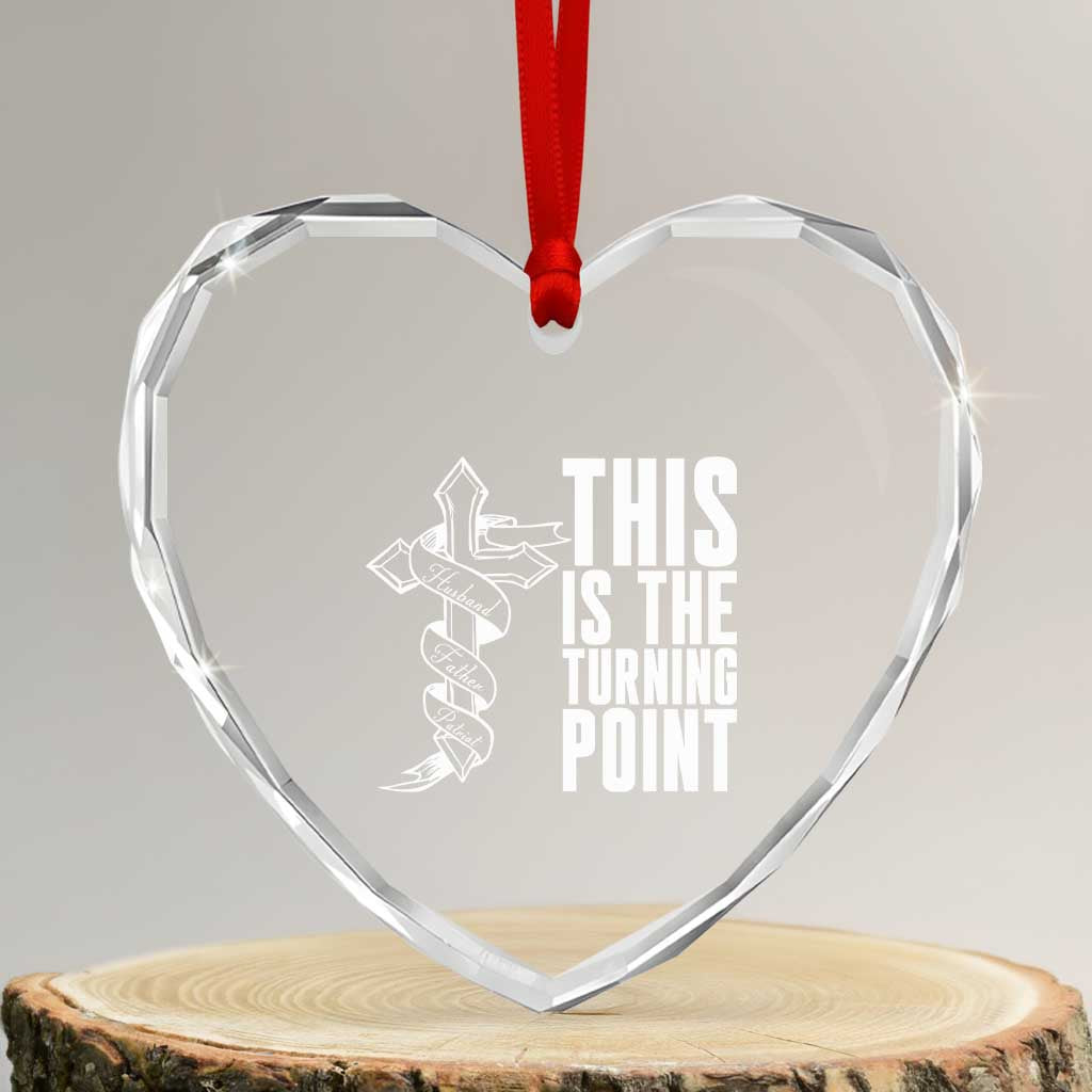 This is the Turning Point Heart Crystal Glass Ornament Husband Father Patriot Charlie Kirk Tribute Christian Faith - Wonder Print Shop